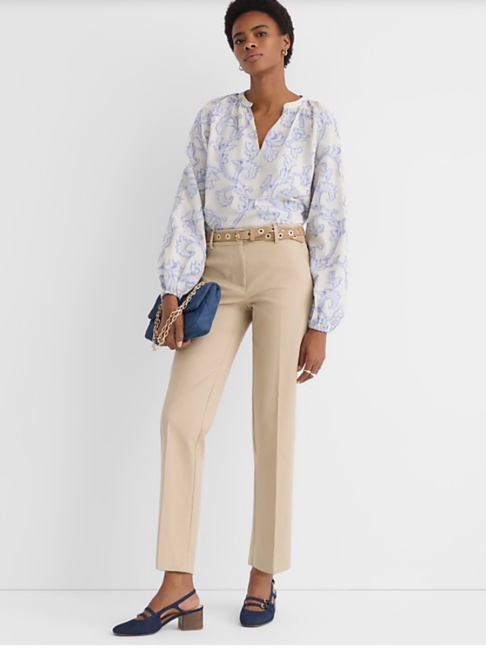 LOFT Beige Slim Straight Trousers